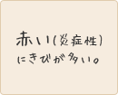 赤い（炎症性）にきびが多い。